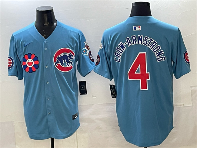 Men's Chicago Cubs #4 Pete Crow-Armstrong Blue 2025 Tokyo Series 2nd Alternate Limited Stitched Baseball Jersey Men's Chicago Cubs #4 Pete Crow-Armstrong Blue 2025 Tokyo Series 2nd Alternate Limited Stitched Baseball Jersey